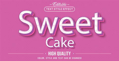 editable text style effect - sweet cake vector image
