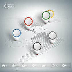 Global Map with Pointer Markers vector image