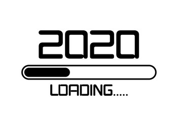 Happy new year 2020 with loading icon flat style vector