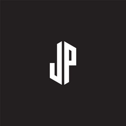 jp logo monogram with hexagon shape style design vector image