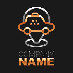 line map pointer with taxi car icon isolated vector image