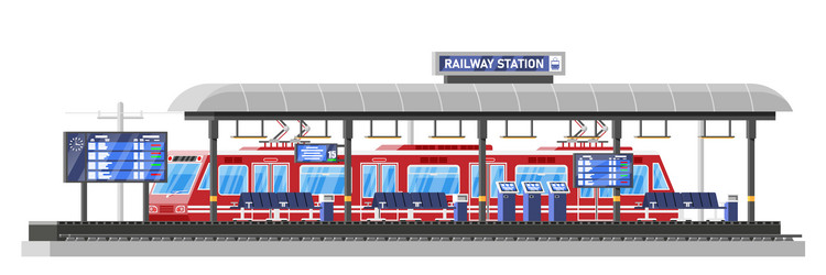 modern railway station with high speed train vector