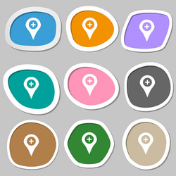 Plus map pointer gps location icon symbols vector