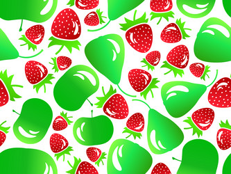 seamless pattern with strawberry apple and pear vector image