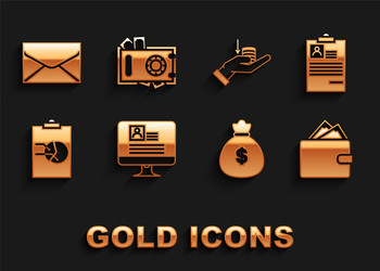 set computer monitor with resume clipboard vector image