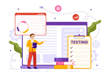 software testing with application engineering vector image
