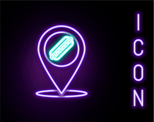 glowing neon line map pointer with fast food vector image