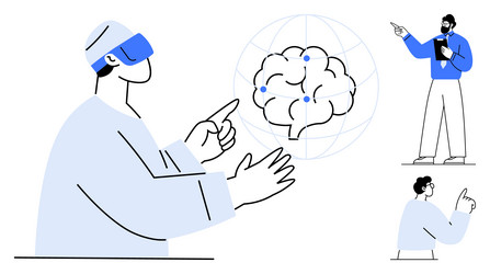 man engaged in virtual reality interaction vector image