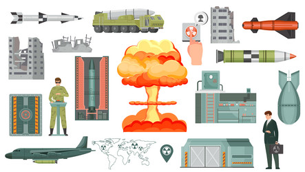 Nuclear weapon red button missiles cruise Vector Image