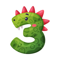 3 dino font number three effect numeral vector image