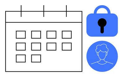 digital calendar with security lock and user vector image