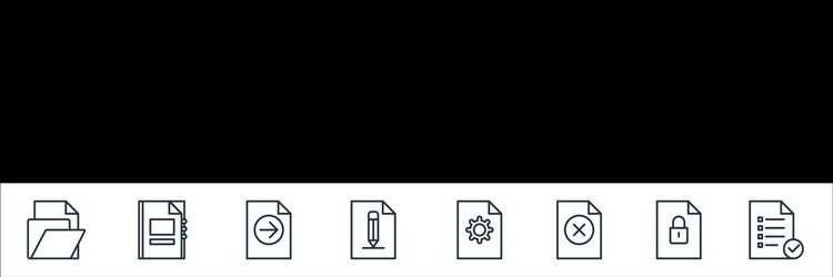 file and document outline line icons linear set vector image