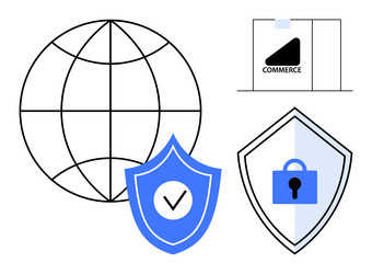 global commerce security representation with globe vector image