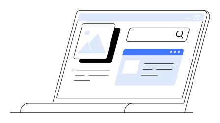 laptop displaying a website search page with image vector image