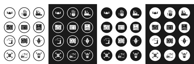 set factory conveyor system belt printed circuit vector image