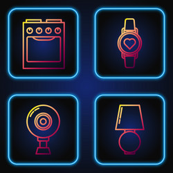 set line table lamp web camera oven and smart vector image
