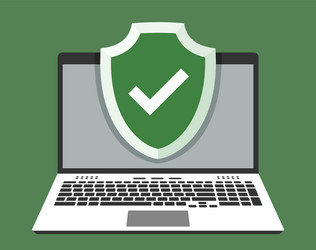 shield with checkmark over laptop computer vector