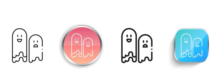ghosts icon thin linear regular and button style vector image