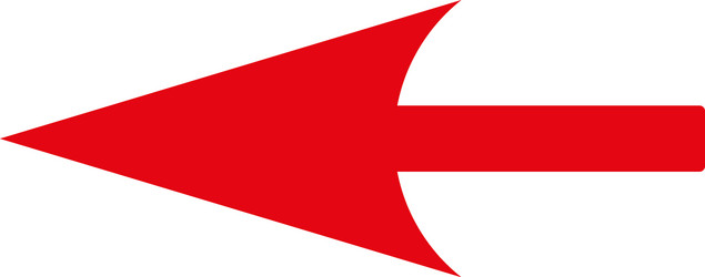 sharp left arrow flat red color icon vector image