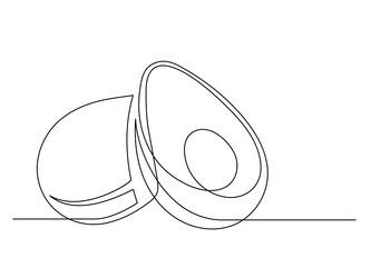 continuous one line several halves of avocado vector image
