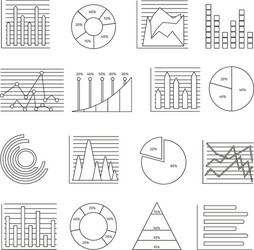 Graphs line icon set vector