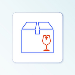 line delivery package box with fragile content vector image