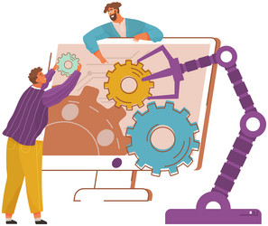 People working with business automation modern vector