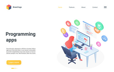 Programming App Development Isometric vector image