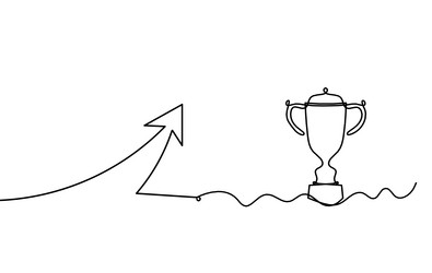 abstract continuous lines arrows with trophy vector image