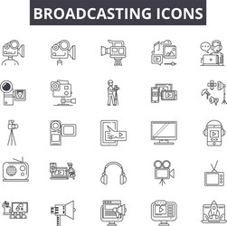 Broadcasting line icons for web and mobile design vector