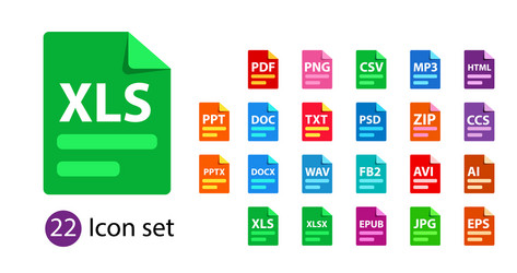 collection icons file format extensions vector image