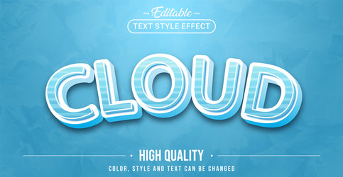 editable text style effect - blue cloud vector image