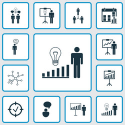 executive icons set with statistical report vector image