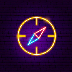 Navigation compass neon sign vector