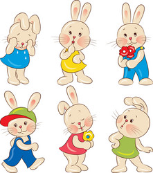 Cute rabbits on the swing Royalty Free Vector Image