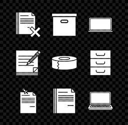 set delete file document carton cardboard box vector image