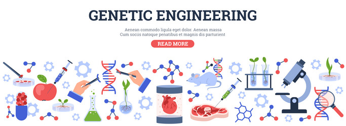 Banner about dna analysis flat style Royalty Free Vector