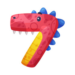 7 dino font number seven effect numeral vector image