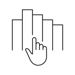 hand touching bar graph line icon data vector image