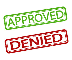 Rubber stamps approved and denied isolated vector