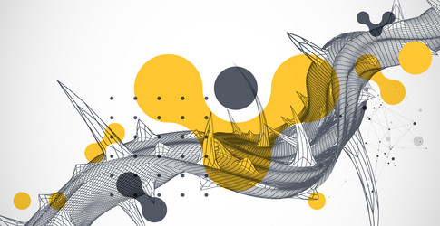 wireframe science background with plexus effect vector image