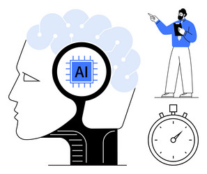 artificial intelligence and cognitive learning vector image