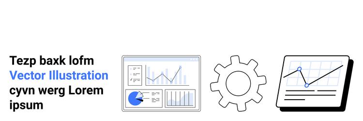data analysis dashboard with graphs gear vector image