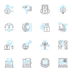 Internet training linear icons set e-learning vector