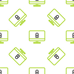 line lock on computer monitor screen icon isolated vector image