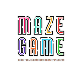 maze font from gap line alphabet with labyrinth vector image