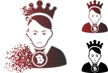 sad dissolving pixelated halftone bitcoin lord vector