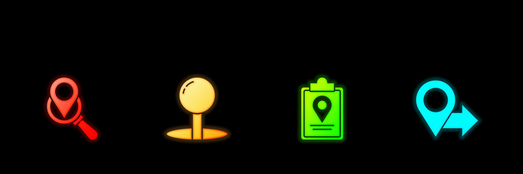 set search location push pin folded map vector image