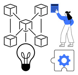 blockchain network concept with interconnected vector image