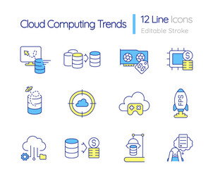 Cloud computing trends rgb color icon set vector